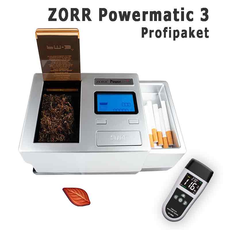 Zorr Powermatic 3+ elektrische Stopfmaschine + Hygrometer + Hydrostone